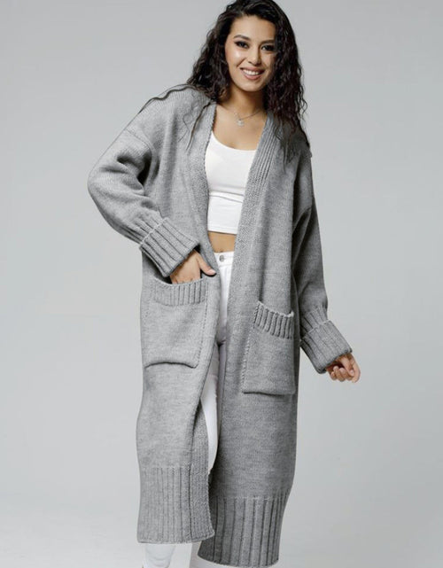 Load image into Gallery viewer, Pocketed Open Front Dropped Shoulder Cardigan

