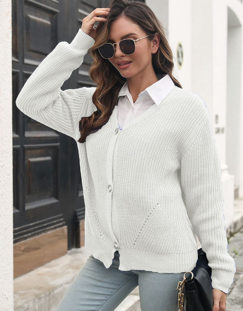 Load image into Gallery viewer, Button Down Ribbed Trim Cardigan
