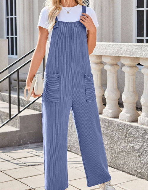 Load image into Gallery viewer, Lovelet Square Neck Wide Strap Overalls with Pockets
