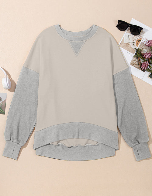 Load image into Gallery viewer, Contrast Round Neck Long Sleeve Sweatshirt
