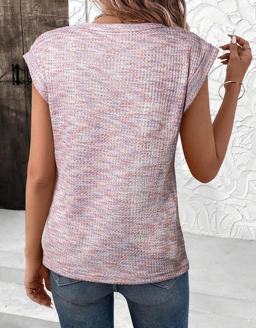 Load image into Gallery viewer, Heathered Round Neck Cap Sleeve T-Shirt
