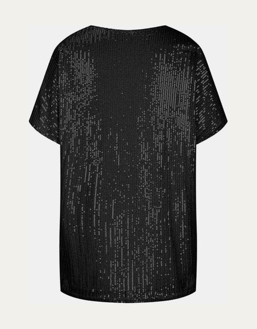 Load image into Gallery viewer, Full Size Sequin V-Neck Short Sleeve Top
