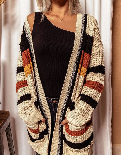 Load image into Gallery viewer, Striped Open Front Longline Cardigan
