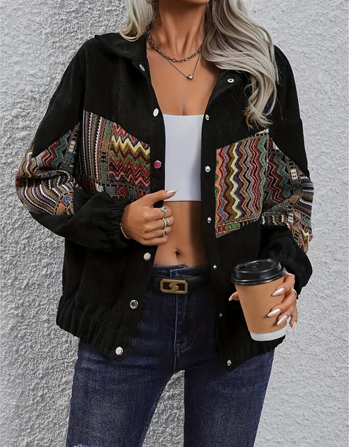 Load image into Gallery viewer, Embroidered Collared Neck Snap Down Jacket

