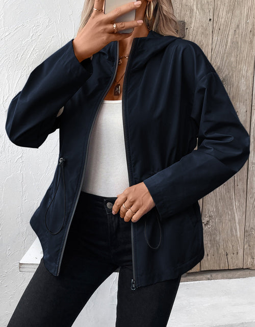 Load image into Gallery viewer, Ivy Lane Drawstring Zip Up Hooded Jacket
