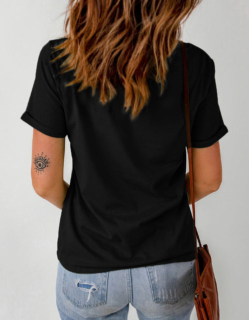Load image into Gallery viewer, Graphic Cuffed Sleeve Round Neck Tee
