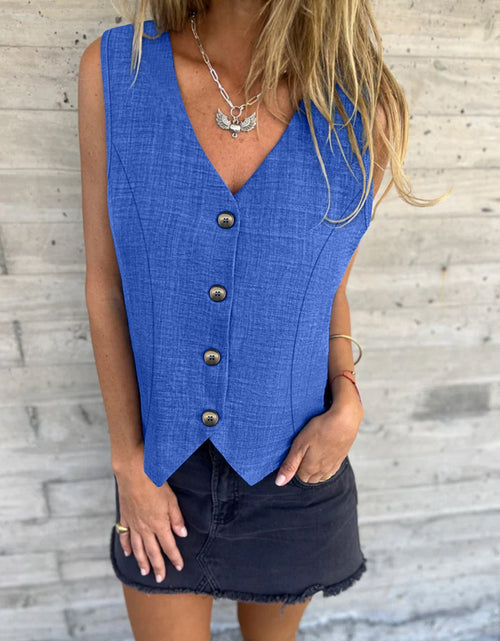 Load image into Gallery viewer, V-Neck Button Up Vest Coat
