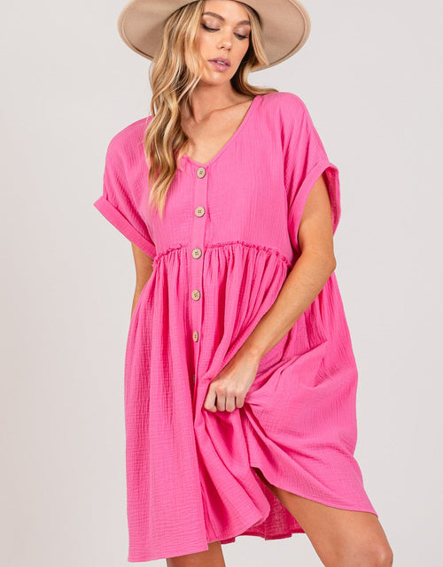 Load image into Gallery viewer, SAGE + FIG Button Up Short Sleeve Dress
