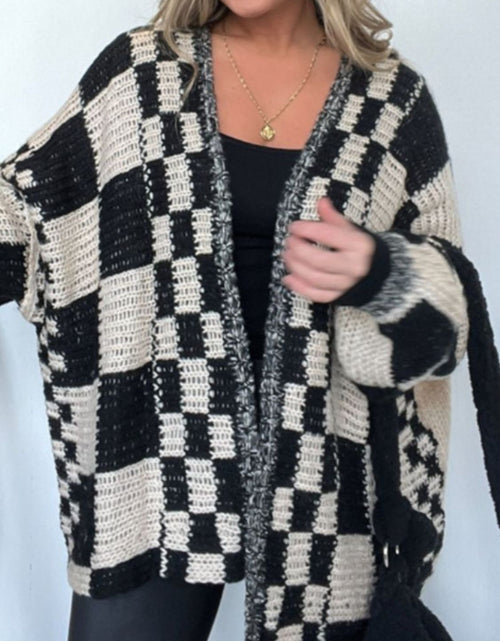 Load image into Gallery viewer, Plaid Open Front Long Sleeve Cardigan

