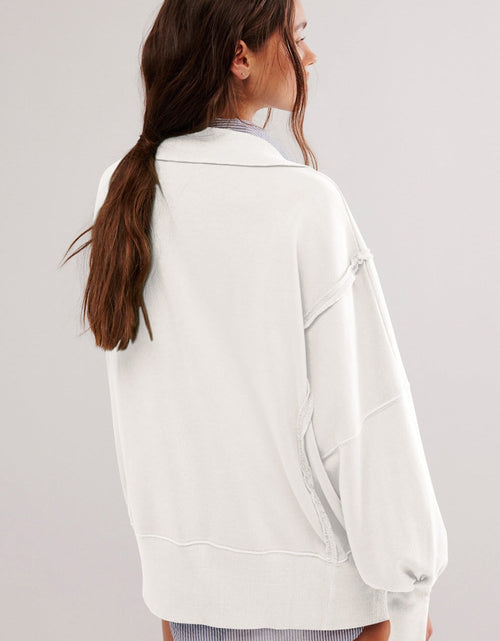 Load image into Gallery viewer, Exposed Seam Side Slit Long Sleeve Sweatshirt
