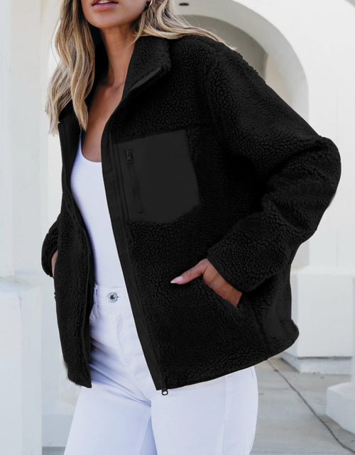 Load image into Gallery viewer, Zip Up Long Sleeve Plush Jacket
