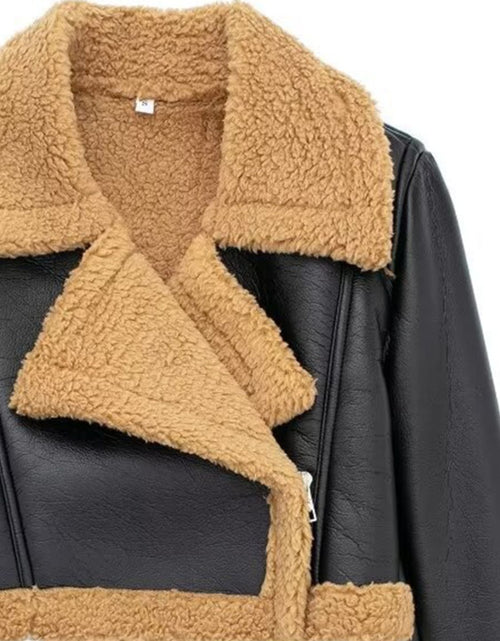 Load image into Gallery viewer, Collared Neck Long Sleeve Plush Cropped Jacket

