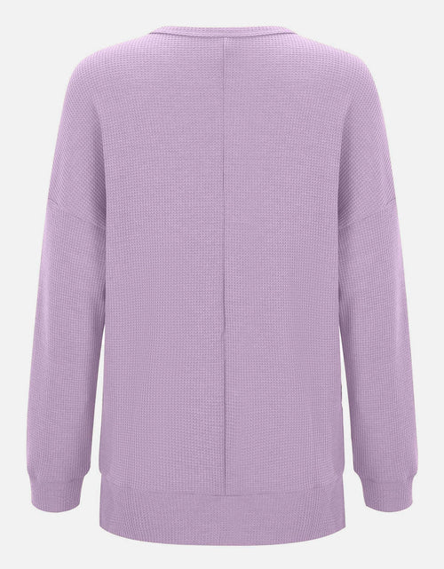 Load image into Gallery viewer, Side Slit Round Neck Long Sleeve T-Shirt
