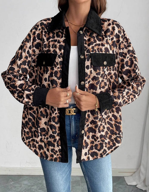 Load image into Gallery viewer, Leopard Collared Neck Button Up Shacket
