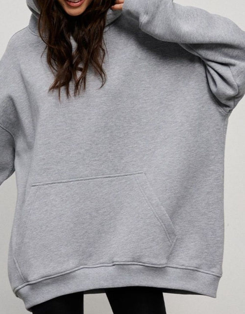 Load image into Gallery viewer, Pocketed Dropped Shoulder Long Sleeve Hoodie
