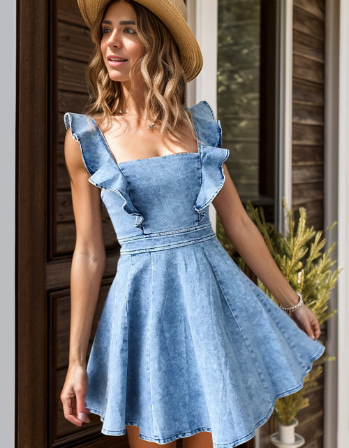 Load image into Gallery viewer, Ruffled Square Neck Mini Dress
