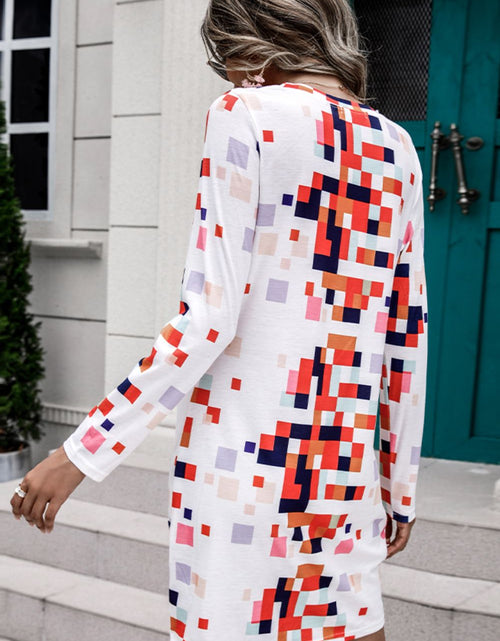 Load image into Gallery viewer, Shiny Rainbow Checker Twisted Long Sleeve Dress
