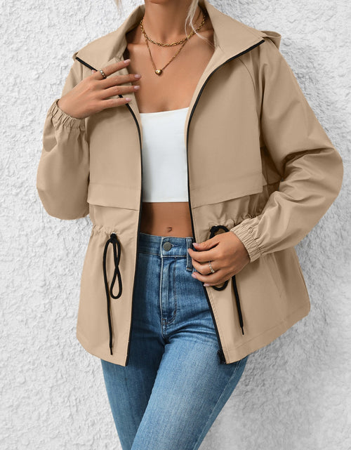Load image into Gallery viewer, Ivy Lane Drawstring Zip Up Hooded Jacket
