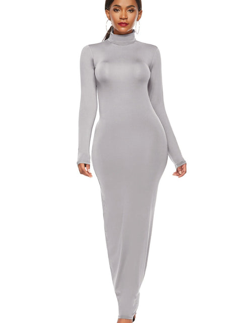 Load image into Gallery viewer, Mock Neck Long Sleeve Maxi Slim Dress
