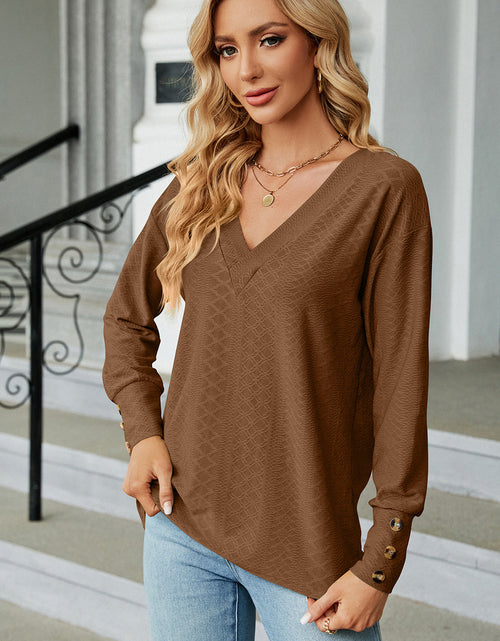 Load image into Gallery viewer, V-Neck Lantern Sleeve T-Shirt
