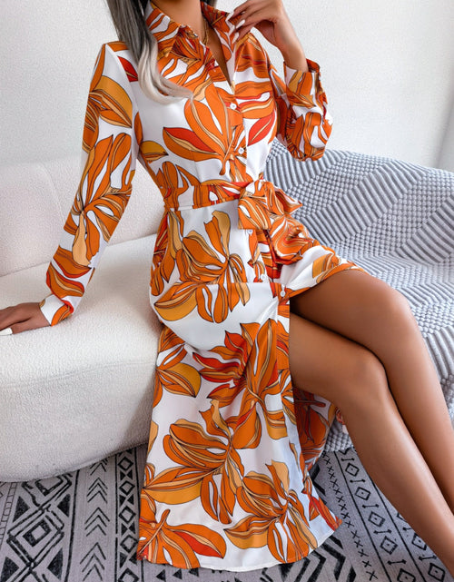 Load image into Gallery viewer, Tied Button Up Long Sleeve Dress by BlakWardrob
