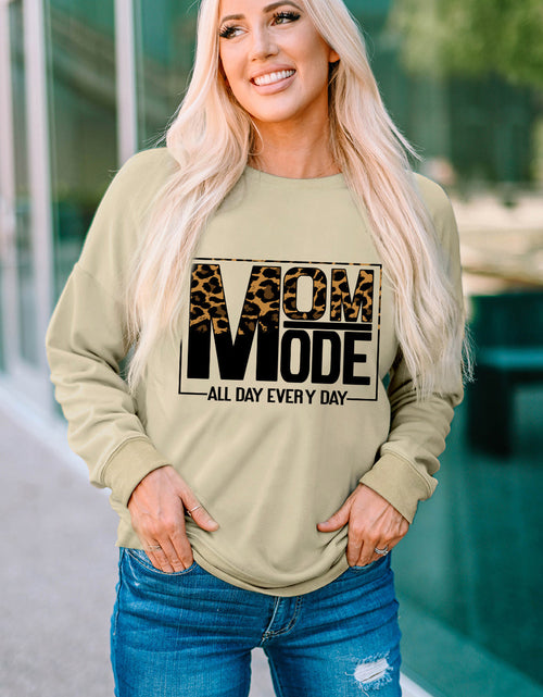Load image into Gallery viewer, Letter Graphic Leopard Dropped Shoulder Sweatshirt
