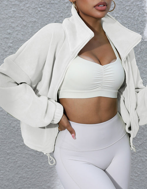 Load image into Gallery viewer, Drawstring Turtleneck Zip Up Long Sleeve Jacket
