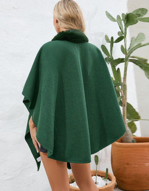 Load image into Gallery viewer, Fuzzy Trim Open Front Poncho
