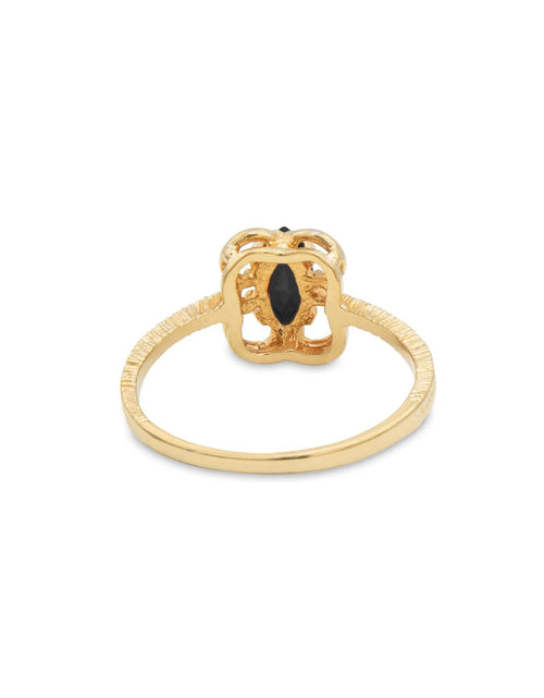 Load image into Gallery viewer, Vintage Jewelry Marquise Cut Jet Black Crystal Cocktail Ring in 18k White Gold Electroplate by PVD Vintage Jewelry
