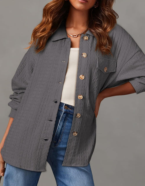 Load image into Gallery viewer, Textured Button Up Long Sleeve Shacket
