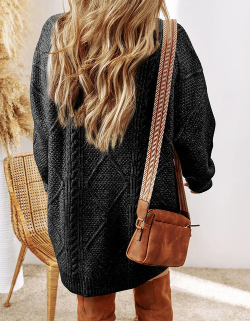 Load image into Gallery viewer, Cable-Knit Round Neck Sweater Dress

