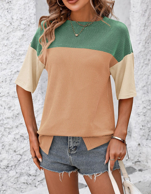 Load image into Gallery viewer, Mandy Color Block Round Neck Half Sleeve T-Shirt
