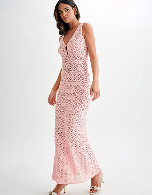Load image into Gallery viewer, Openwork Sleeveless Maxi Dress
