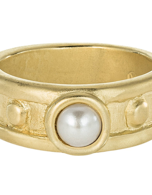 Load image into Gallery viewer, Vintage Ring 1970s Sapphire Cabocon Glass Ring 18k Brushed Gold September Birthstone #R3095 by PVD Vintage Jewelry

