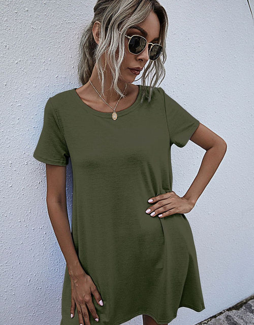 Load image into Gallery viewer, Round Neck Short Sleeve Mini Dress
