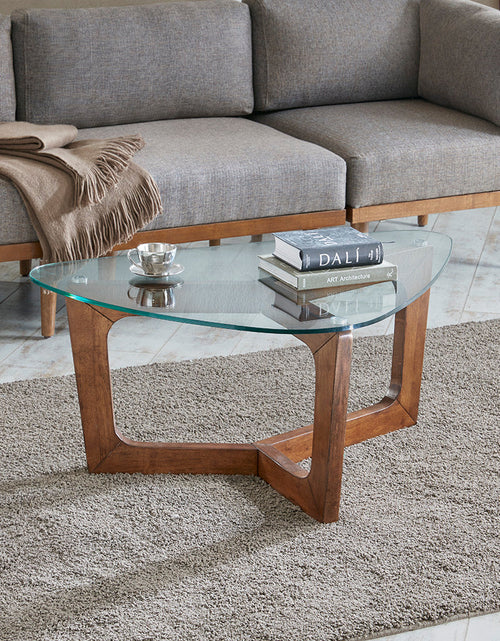 Load image into Gallery viewer, Wood Base Tempered Glass Top Coffee Table by Blak Hom
