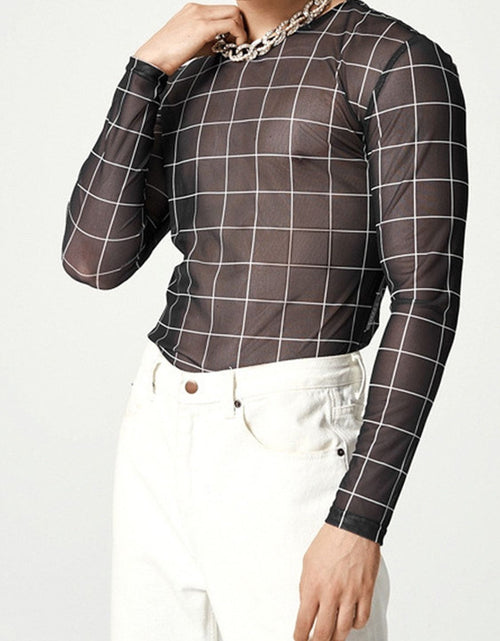 Load image into Gallery viewer, Men's Full Size Plaid Round Neck Long Sleeve Top Plus Size
