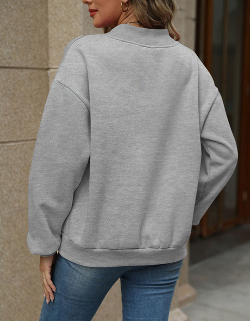 Load image into Gallery viewer, V-Neck Long Sleeve Dropped Shoulder Sweatshirt
