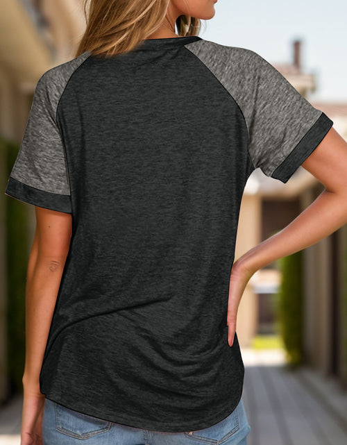Load image into Gallery viewer, Full Size Contrast Round Neck Short Sleeve T-Shirt
