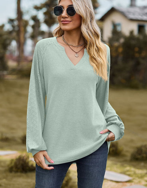Load image into Gallery viewer, Notched Neck Raglan Sleeve Blouse
