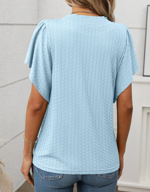 Load image into Gallery viewer, Round Neck Flutter Sleeve T-Shirt

