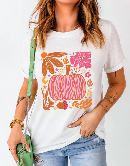 Load image into Gallery viewer, Graphic Round Neck Short Sleeve T-Shirt
