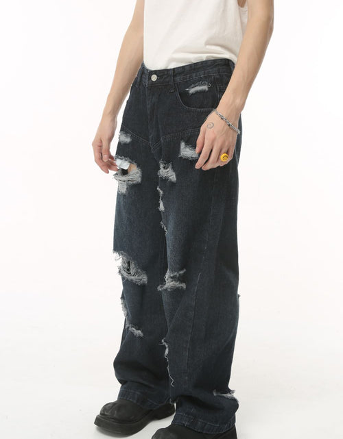 Load image into Gallery viewer, Distressed Wide Leg Pocketed Men's Jeans
