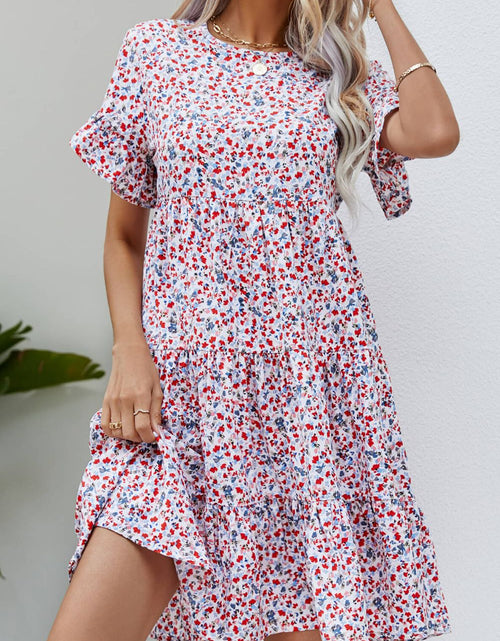 Load image into Gallery viewer, Ditsy Floral Flounce Sleeve Tiered Dress
