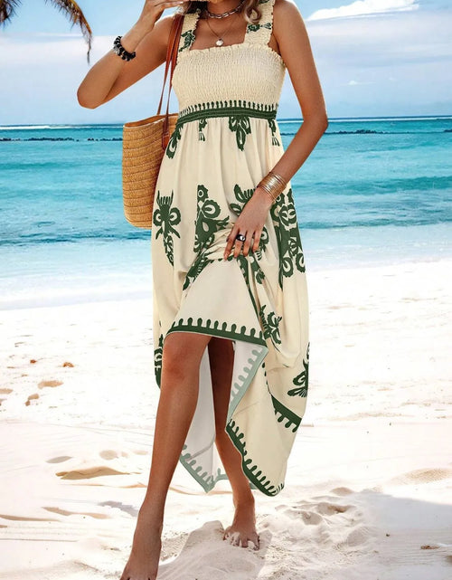 Load image into Gallery viewer, Smocked Printed Wide Strap Maxi Dress
