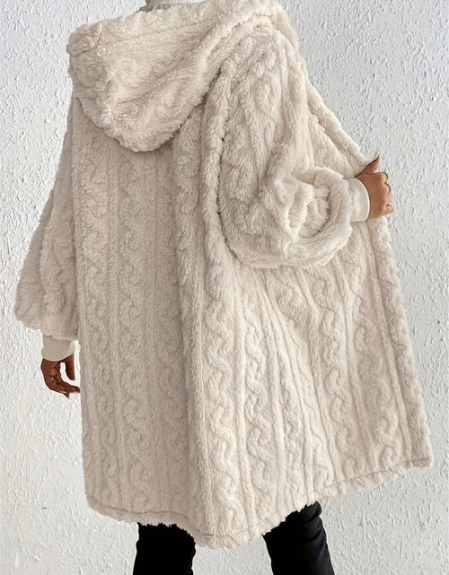 Load image into Gallery viewer, Open Front Long Sleeve Fuzzy Hooded Jacket
