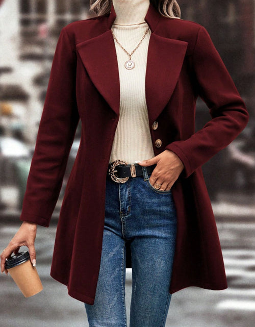Load image into Gallery viewer, Collared Neck Button Up Long Sleeve Coat
