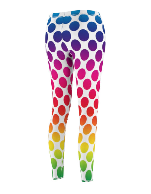 Load image into Gallery viewer, Colorful Polka Dots Print Casual Leggings - White by Tshirt Unlimited
