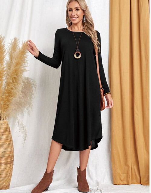 Load image into Gallery viewer, Pocketed Round Neck Long Sleeve Tee Dress
