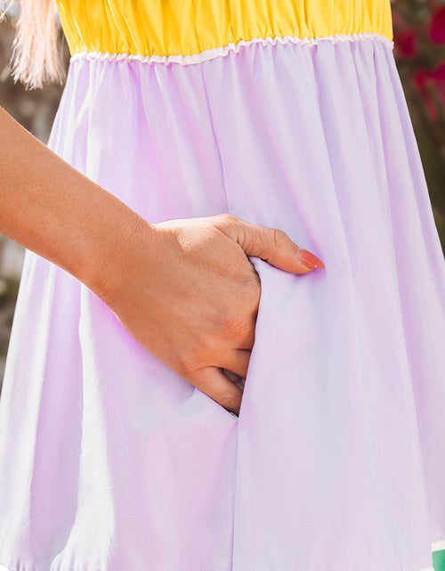Load image into Gallery viewer, Color Block Flowy Tiered Maxi Dress with Pockets

